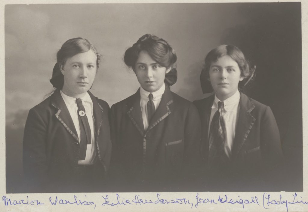 Marion Wanliss, Leslie Henderson and Joan Weigall (author of Picnic at Hanging Rock), 1914. SLV